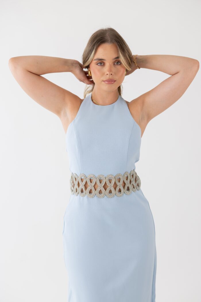 VESTIDO MIDI AZUL COM APLICAÇÃO LANÇA PERFUME - Image 4