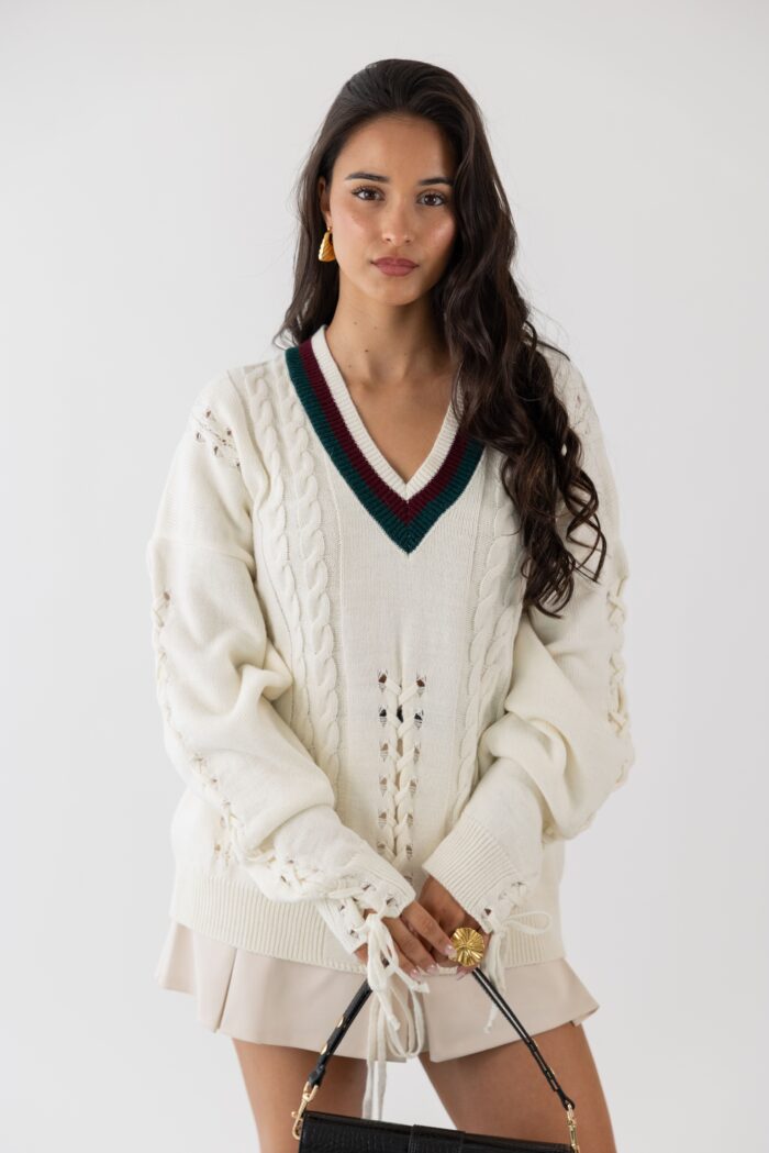 PULLOVER BRANCO COM TRANÇAS GAELLE PARIS - Image 2