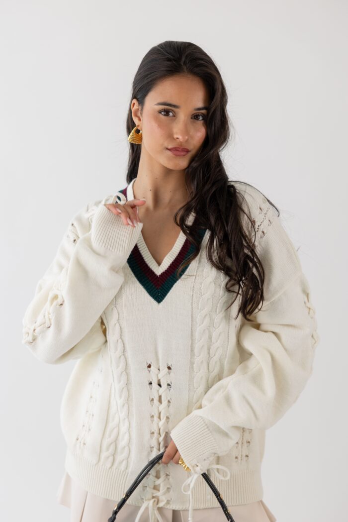 PULLOVER BRANCO COM TRANÇAS GAELLE PARIS - Image 5