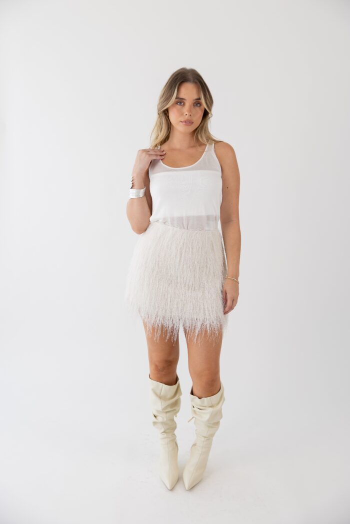 MINI SAIA OFF WHITE FLUFF ICEBERG WOMEN - Imagen 2