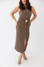 VESTIDO CASTANHO COM FIVELA PONTO CHIC - Image 2