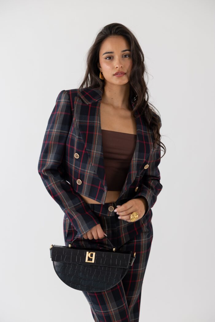 BLAZER CROPPED XADREZ TRESPASE FRACOMINA - Imagen 1