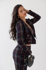 BLAZER CROPPED XADREZ TRESPASE FRACOMINA - Imagen 4