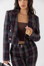 BLAZER CROPPED XADREZ TRESPASE FRACOMINA - Imagen 3
