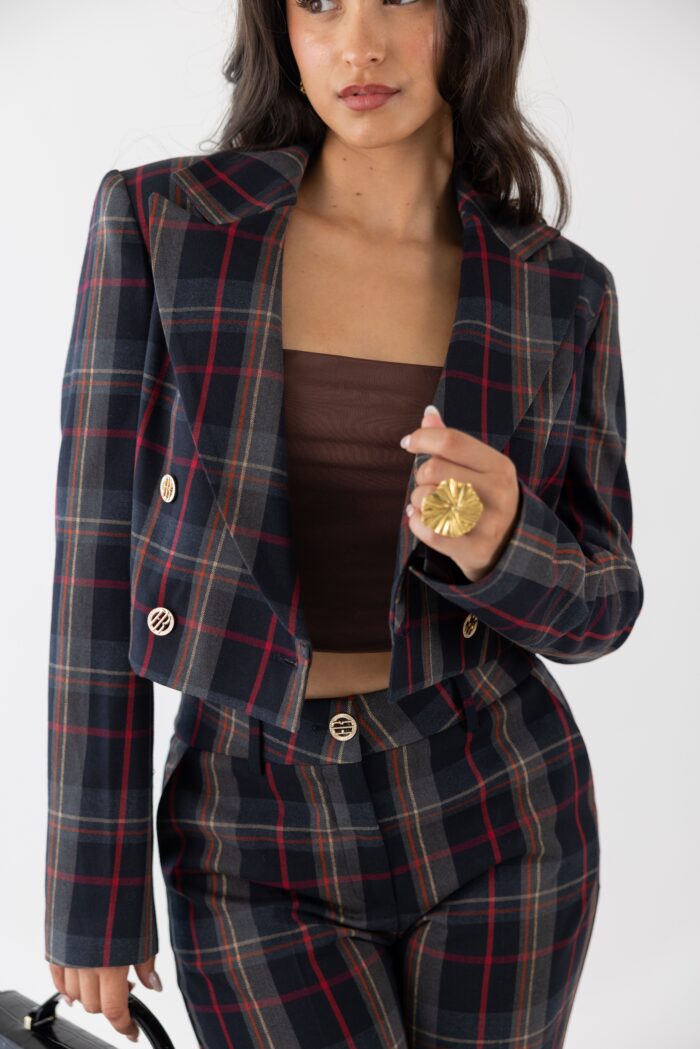 BLAZER CROPPED XADREZ TRESPASE FRACOMINA - Imagen 3