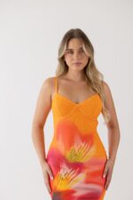 VESTIDO COMPRIDO EM MLAHA COM ESTAMPADO PONTO CHIC - Image 2