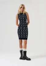 VESTIDO DE MALHA JACQUARD COM LOGO FRACOMINA