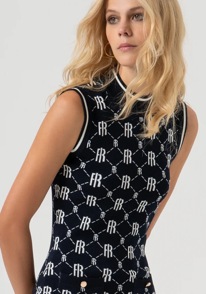 VESTIDO DE MALHA JACQUARD COM LOGO FRACOMINA - Image 3