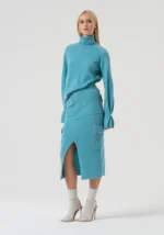 SAIA MIDI DE MALHA AZUL FRACOMINA - Image 3