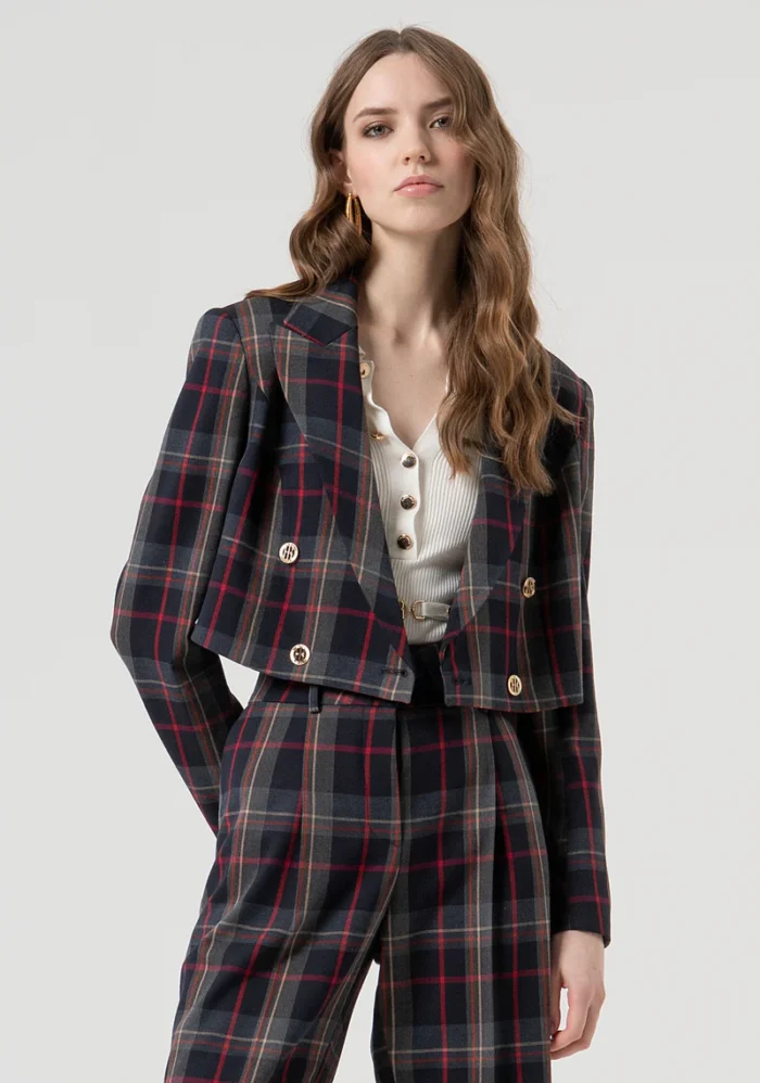 BLAZER CROPPED XADREZ TRESPASE FRACOMINA - Image 1