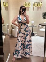 VESTIDO ACETINADO ESTAMPA FLORIDA RINASCIMENTO