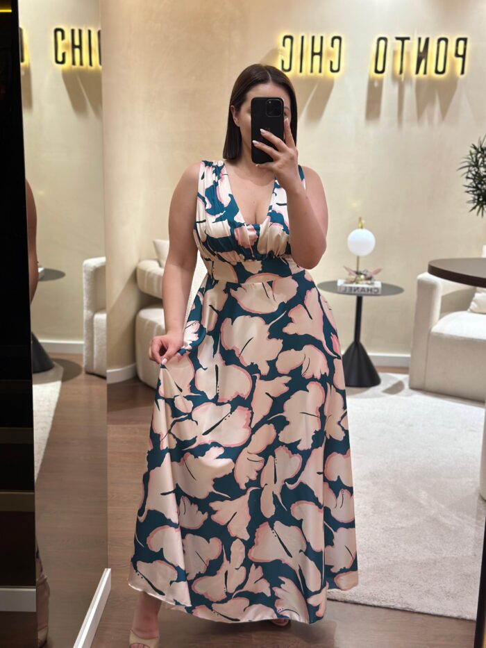 VESTIDO ACETINADO ESTAMPA FLORIDA RINASCIMENTO - Image 2