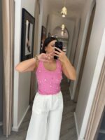 TOP ROSA CAVEADO COM APLICAÇÕES LANÇA PERFUME - Imagen 2