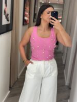 TOP ROSA CAVEADO COM APLICAÇÕES LANÇA PERFUME - Imagen 3