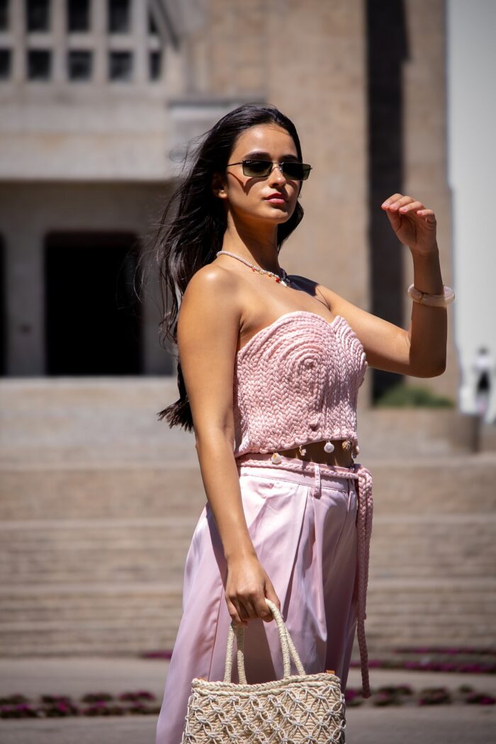 CONJUNTO DE PANTALONA E TOP ROSA PONTO CHIC - Image 5