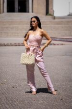 CONJUNTO DE PANTALONA E TOP ROSA PONTO CHIC