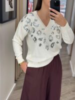CAMISOLA CRU COM LANTEJOULAS RUGA - Imagen 3