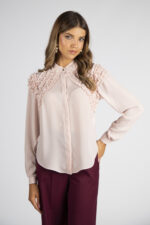 BLUSA ROSA COM FOLHOS SILVINA CAMPOS