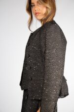 CASACO TWEED PRETO COM BRILHO SILVINA CAMPOS - Image 4