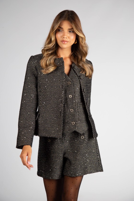 1758108006_1f518d275ff0b0356c15db31028aa7e8 CASACO TWEED PRETO COM BRILHO SILVINA CAMPOS - Image 1