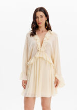 VESTIDO CREME COM FOLHOS LANÇA PERFUME - Imagen 2