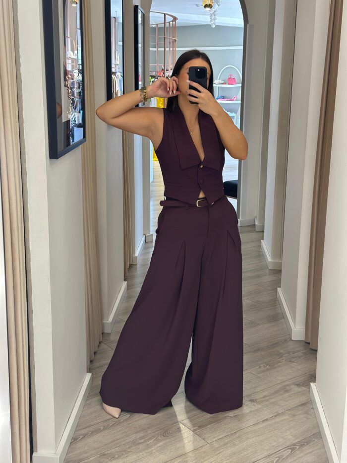 CALÇA WIDE LEG BORGONHA IMPERIAL - Image 1