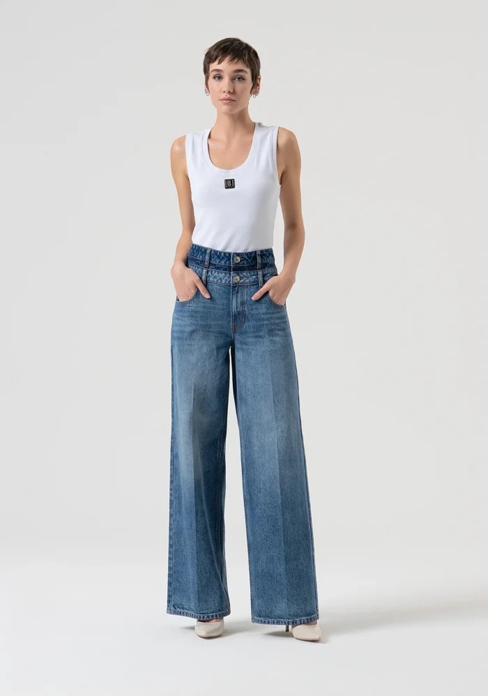 CALÇA PALAZZO EM DENIM FRACOMINA - Image 1