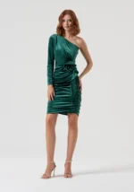 VESTIDO VERDE EM VELUDO FRACOMINA