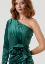 VESTIDO VERDE EM VELUDO FRACOMINA - Image 2