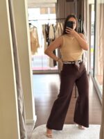 CALÇA WIDE LEG CASTANHA PONTO CHIC