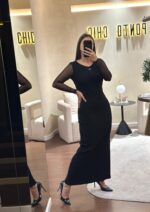 VESTIDO PRETO COM MANGAS EM TULE LANÇA PERFUME - Image 2