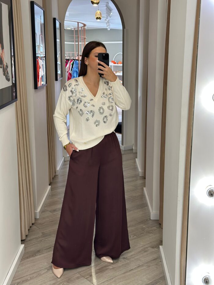 CAMISOLA CRU COM LANTEJOULAS RUGA - Imagen 2