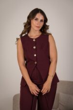 CONJUNTO BORDO COLETE E PANTALONA PONTO CHIC - Image 2