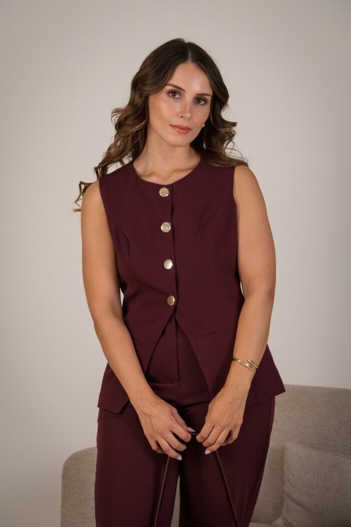 CONJUNTO BORDO COLETE E PANTALONA PONTO CHIC - Image 2