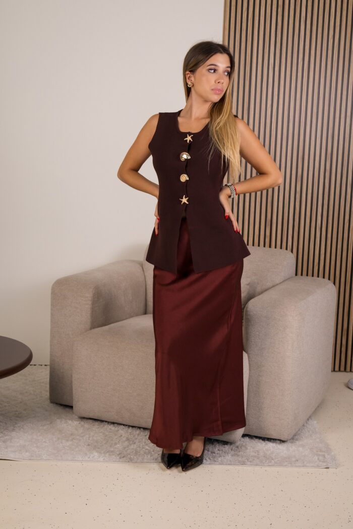SAIA MIDI ACETIADA BORDO PONTO CHIC - Image 1