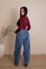 CALÇA JEANS CORTE RETO AZUL PONTO CHIC - Imagen 4