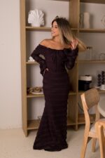 VESTIDO LONGO RENDA AMEIXA PONTO CHIC - Image 3