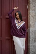 CAMISOLA BORGONHA DECOTE EM V RUGA