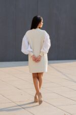 VESTIDO DE MALHA COM MANGA EM TECIDO RUGA - Image 6