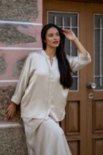 CAMISA TAUPE COM FRANJAS RUGA