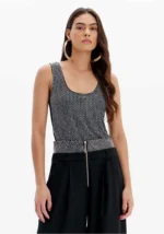 BLUSA CAVEADA COM LANTEJOULAS LANÇA PERFUME