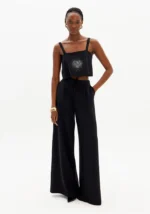 CALÇA PRETA WIDE LEG ALFAIATARINA LANÇA PERFUME