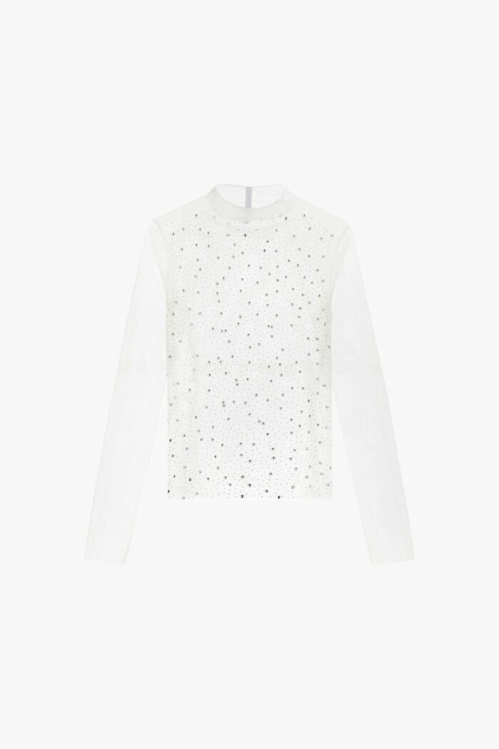 CAMISOLA BRANCA COM APLICAÇÃO DE BRILHANTES IMPERIAL - Image 1