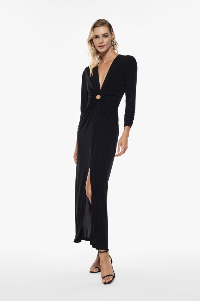 VESTIDO PRETO COM DETALHE DE ARGOLA IMPERIAL - Image 1