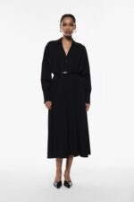 VESTIDO CAMSIEIRO PRETO COM CINTO IMPERIAL