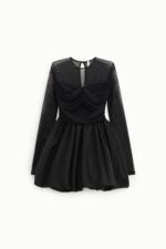VESTIDO CURTO PRETO COM TULE E FRANZIDO IMPERIAL - Image 4