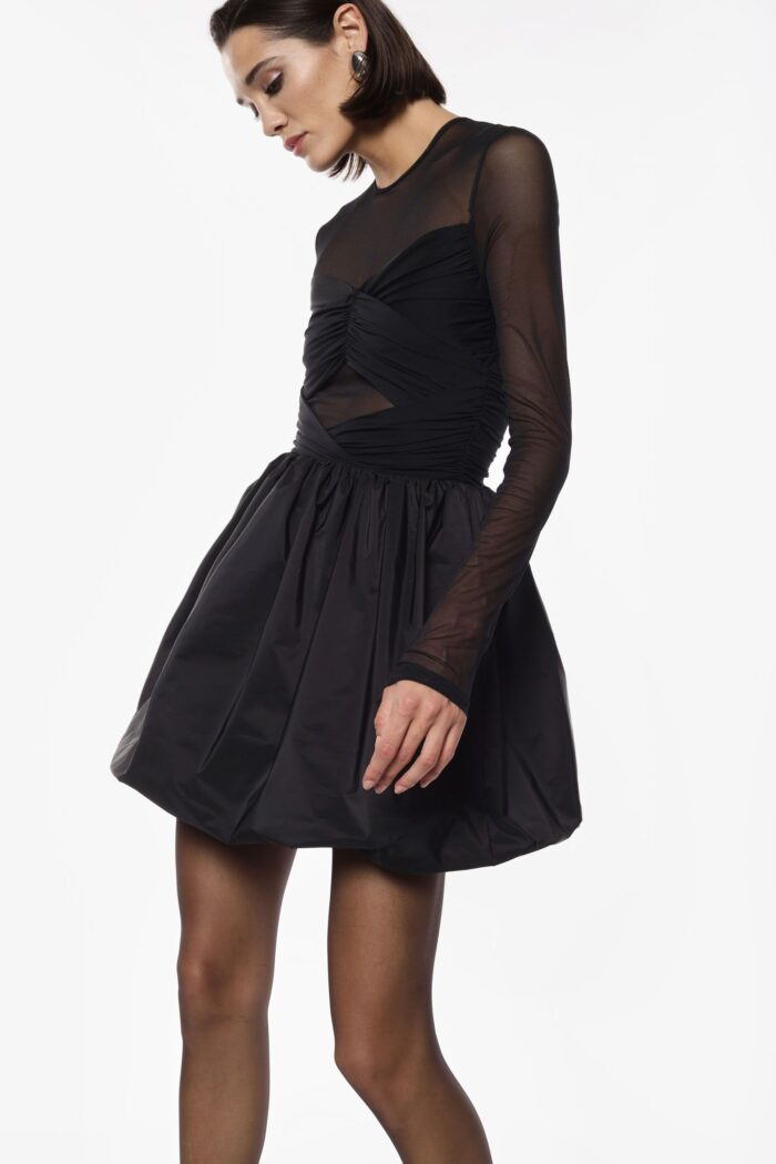 VESTIDO CURTO PRETO COM TULE E FRANZIDO IMPERIAL - Image 2