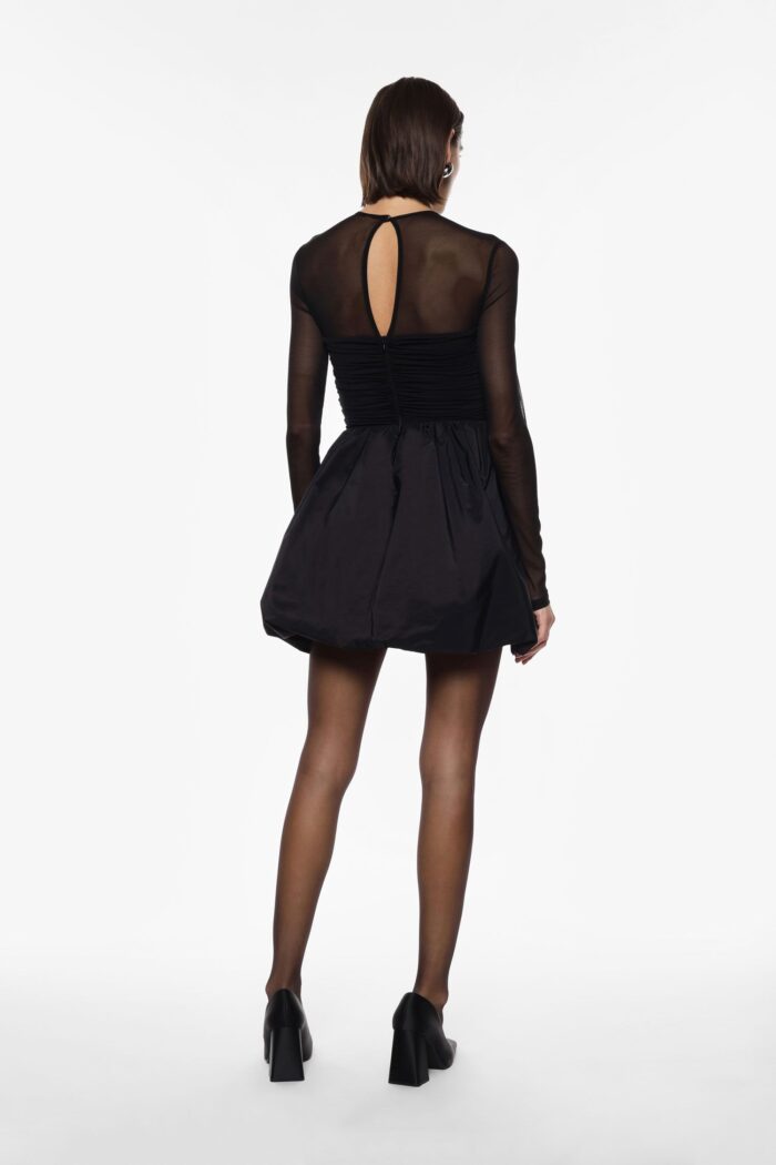 VESTIDO CURTO PRETO COM TULE E FRANZIDO IMPERIAL - Image 5