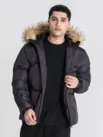 CASACO ACOLCHOADO PRETO LOGOMANIA GIANNI KAVANAGH