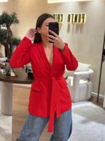 BLAZER VERMELHO COM FAIXA NA CINTURA FRACOMINA - Image 3